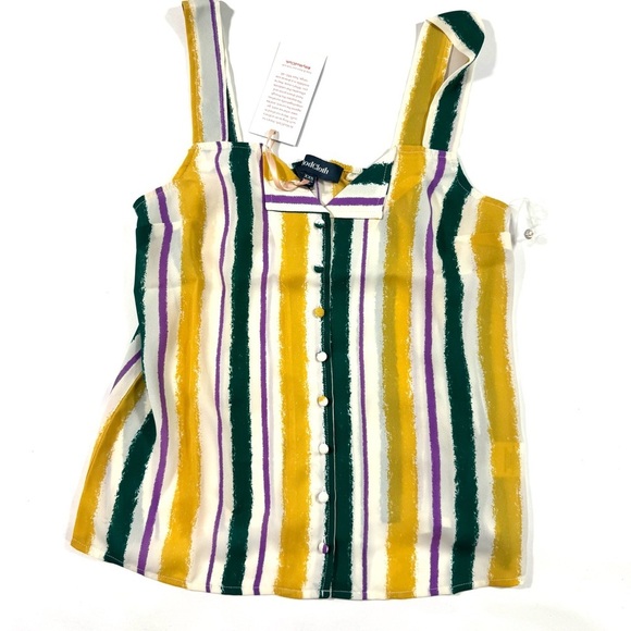 New ModCloth One Affogato Button Up Tank Top Multi Stripe - Picture 2 of 7